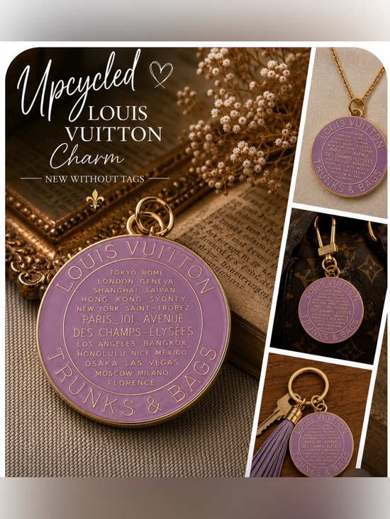 Trunks and Bags Jewelry - LV Trunks & Bags Lavender Enamel Gold Tone Charm Pendant